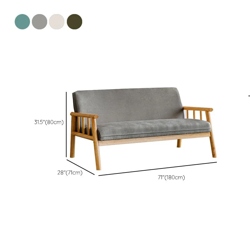 Moderne Contemporary Square Arm Sofa 31.49" High Linnen Sofa Tight Back Green