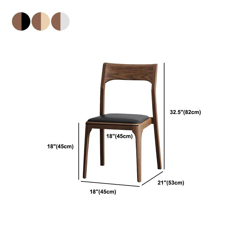 Rattan Eigentijds Solid Wood Side Chair Open Back Dining Side Chair Solid Wood Legs Wood