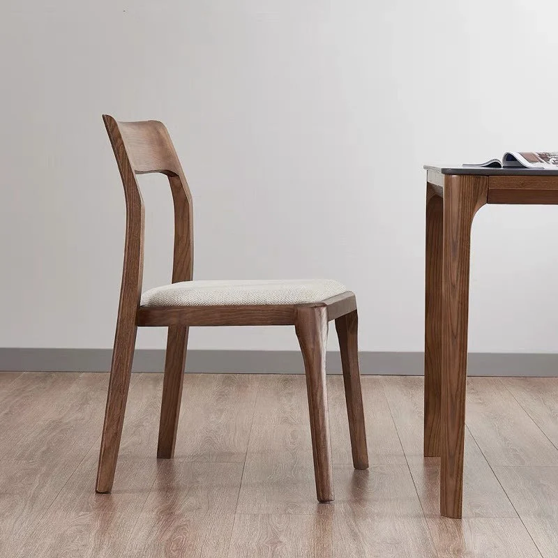 Rattan Eigentijds Solid Wood Side Chair Open Back Dining Side Chair Solid Wood Legs Wood