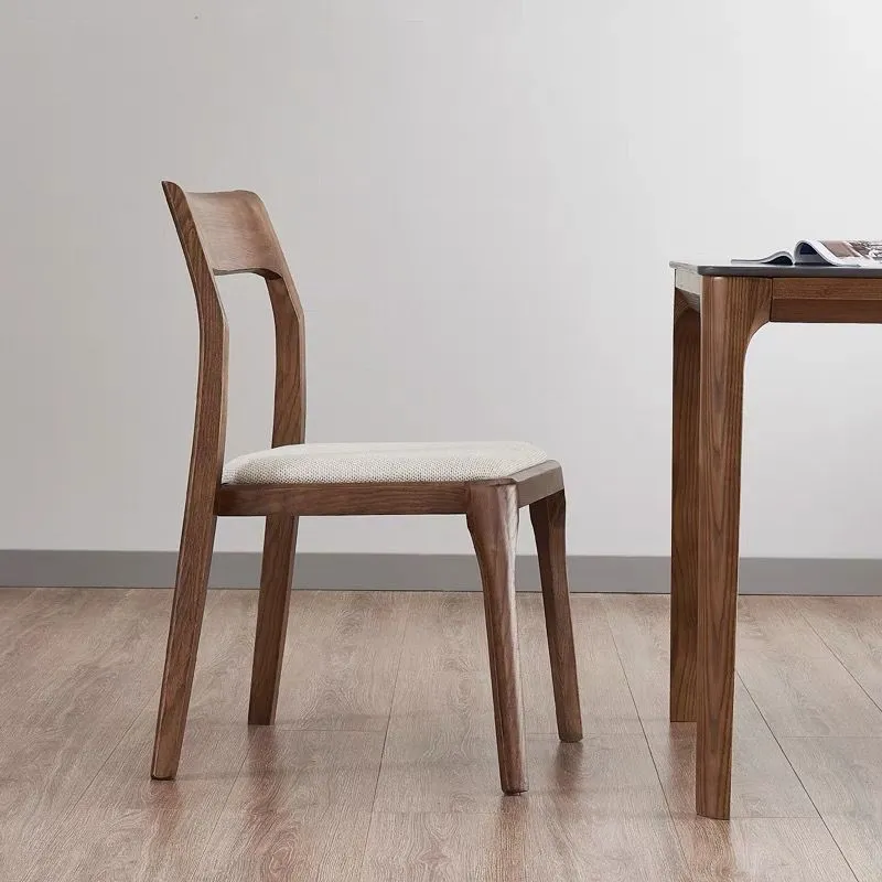Rattan Eigentijds Solid Wood Side Chair Open Back Dining Side Chair Solid Wood Legs Wood