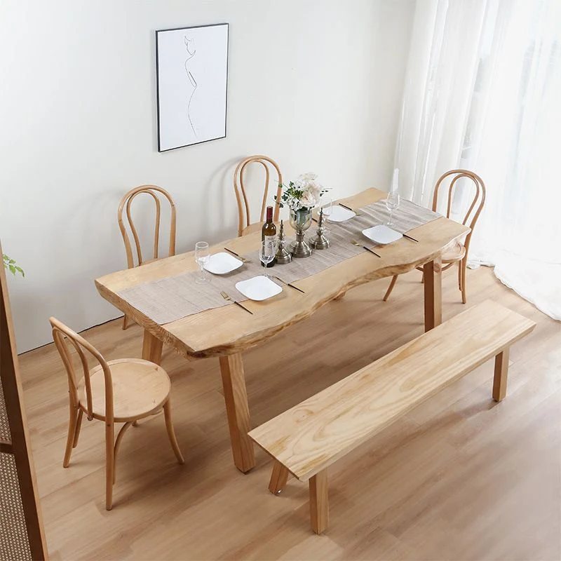 Rattan Rectangle Dining Table Set 1/4/5/6 Pcs Grenen Solid Wood Dining Table and Chairs