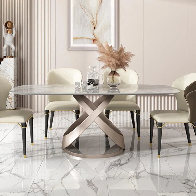 Rectangle Dining Table Set 1/2/5/6/7 Pcs Sintered Stone Dining Table Side Chairs met Comfortabele Lounge Stoelen