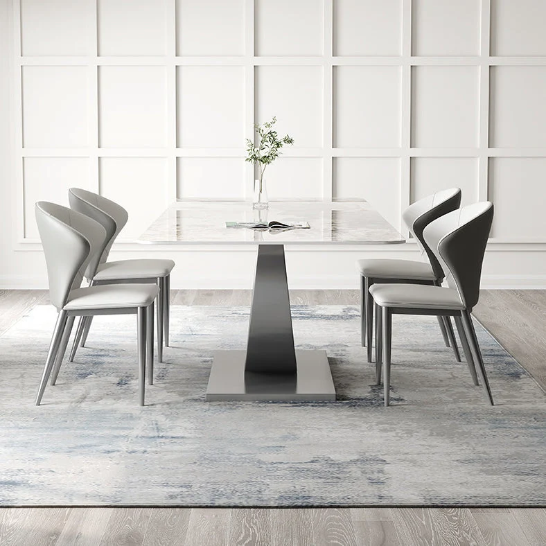 Strak Dining Room Set 1/3/4/5/8 Pcs Sintered Stone Top Table Wingback Chairs