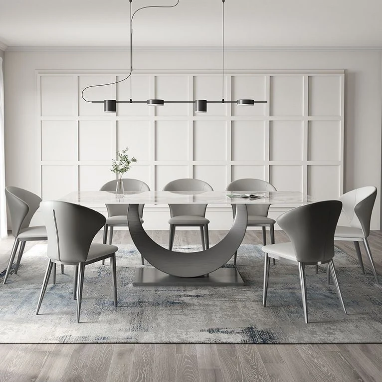 Strak Dining Room Set 1/3/4/5/8 Pcs Sintered Stone Top Table Wingback Chairs