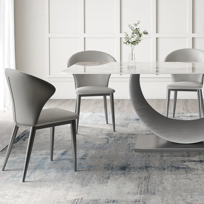 Strak Dining Room Set 1/3/4/5/8 Pcs Sintered Stone Top Table Wingback Chairs