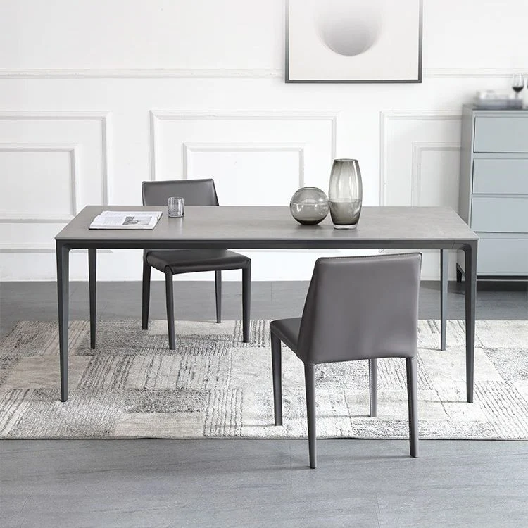 1/3/4/5/7 Pieces Modern Dining Set Grey Top Table and Lederen Chairs Dinette Set