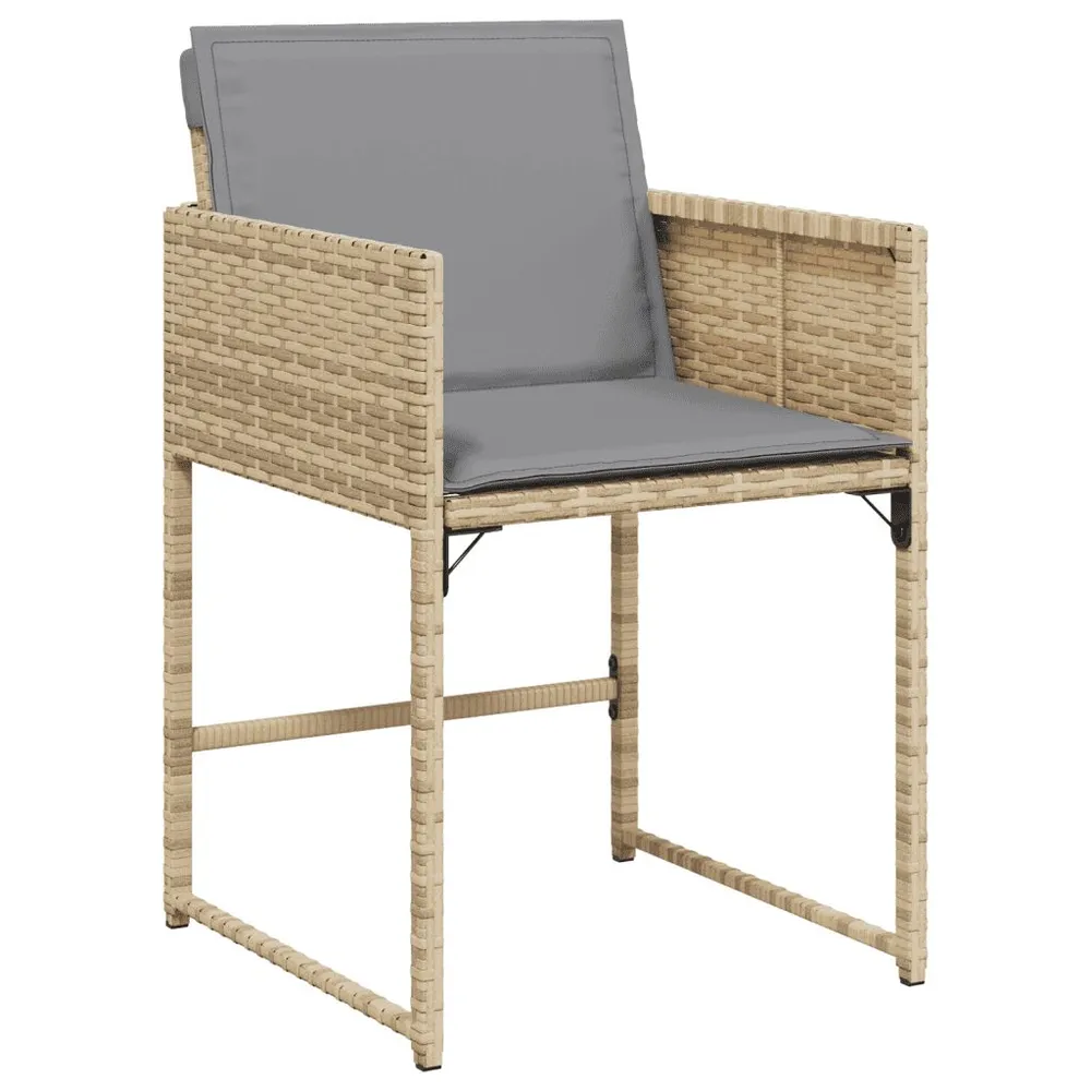 13-delige Tuinset met kussens poly rattan gemengd ecru