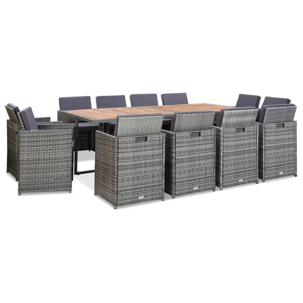 13-delige Tuinset met kussens poly rattan antracietkleurig met 5 Jaar Garantie
