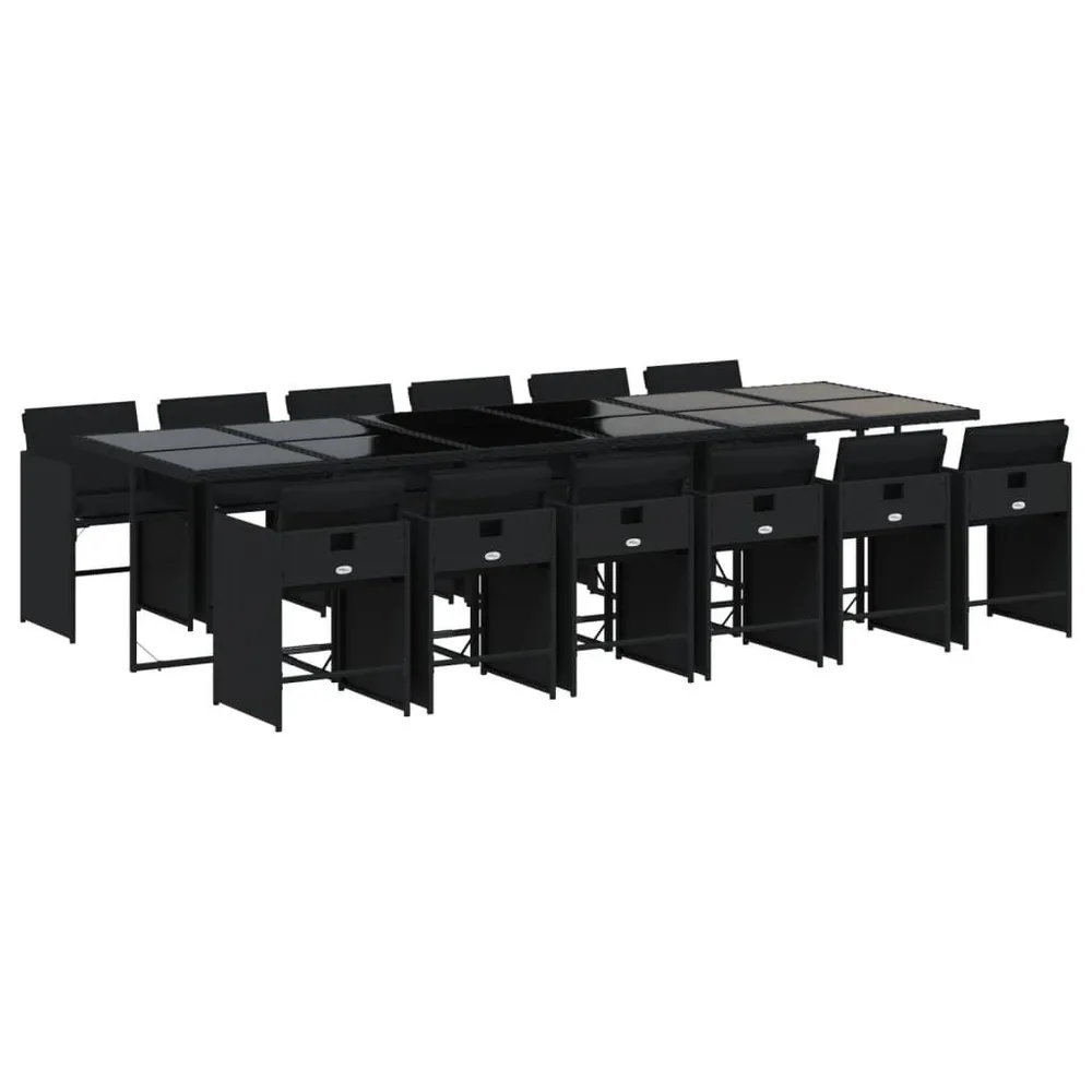 13-delige Tuinset met kussens poly rattan zwart met Hoofdsteun en Lumber Support
