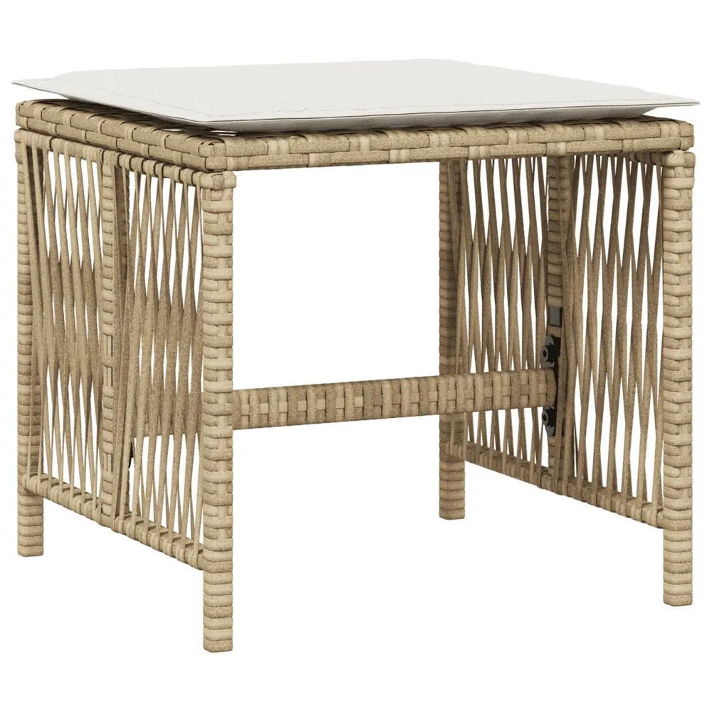 15-delige Tuinset met kussens poly rattan natuurtint