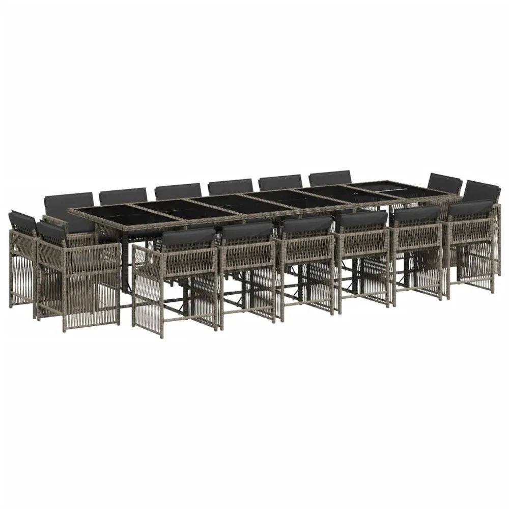 17-delige Tuinset met kussens poly rattan grijs Snel Droog | Ademend Materiaal