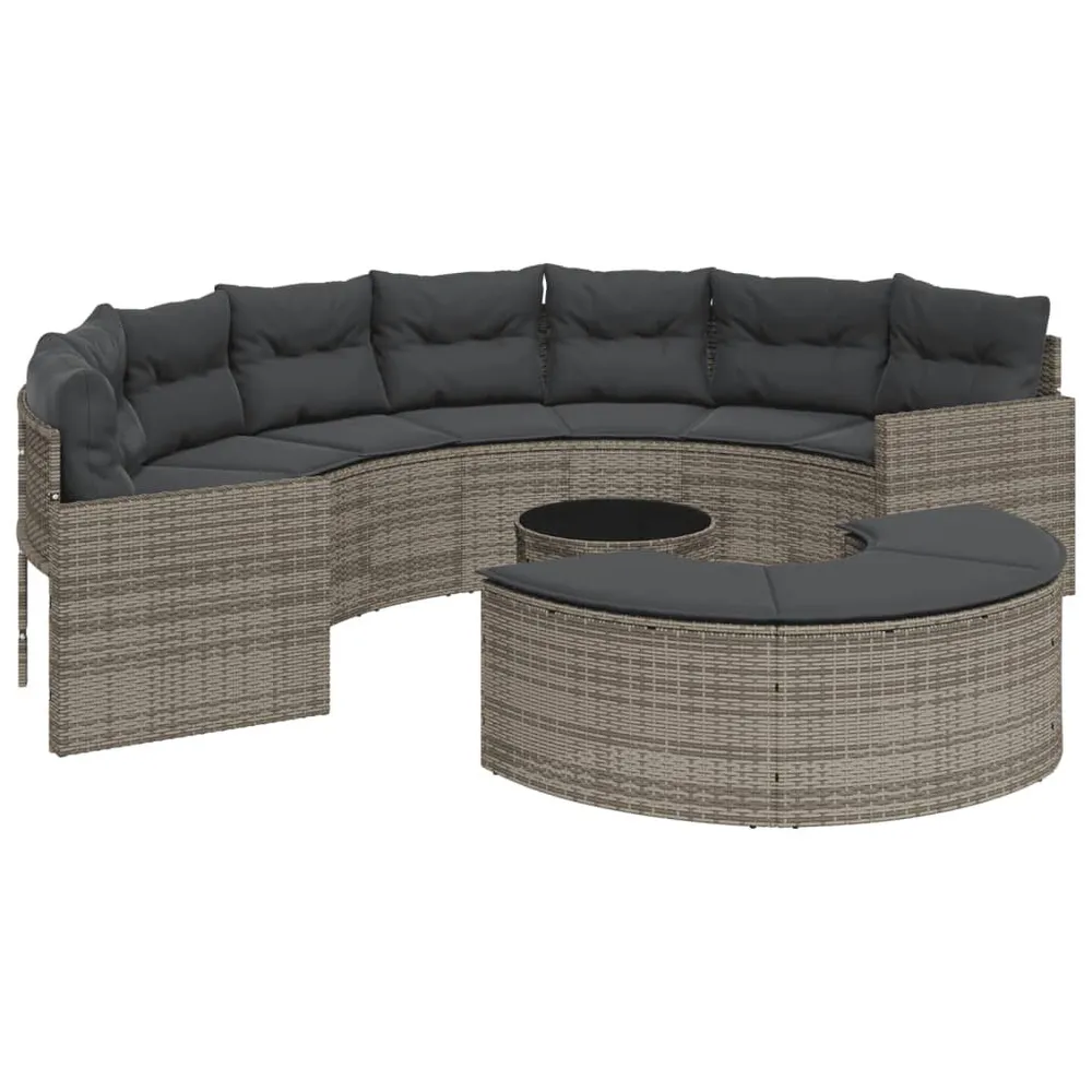 3-delige Loungeset halfrond poly rattan grijs met 5 Jaar Garantie