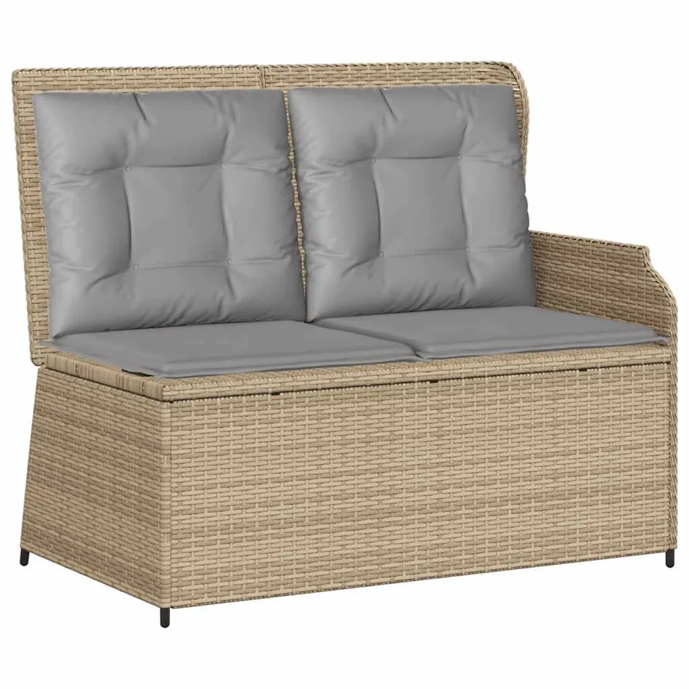 3-delige Loungeset met kussens poly rattan ecru