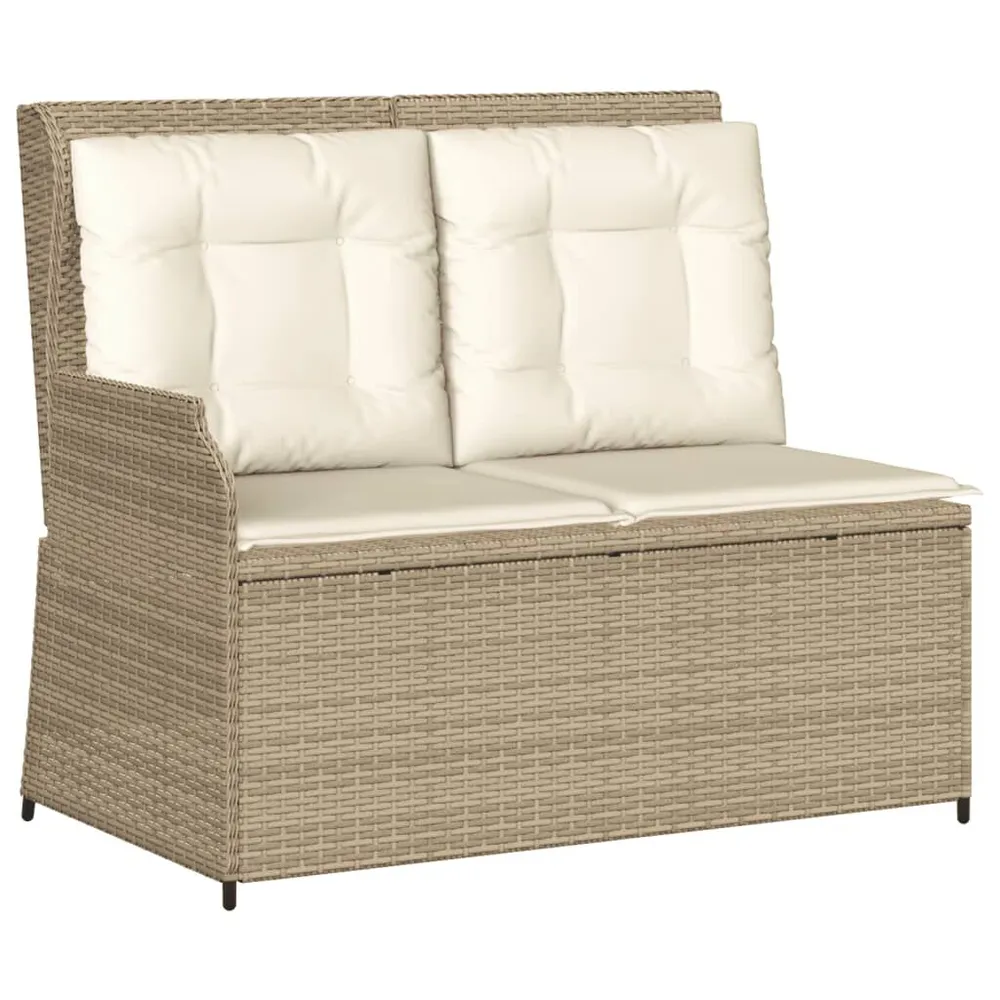 3-delige Loungeset met kussens poly rattan ecru