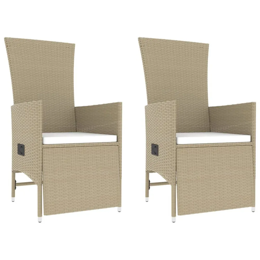3-delige Loungeset poly rattan en staal ecru