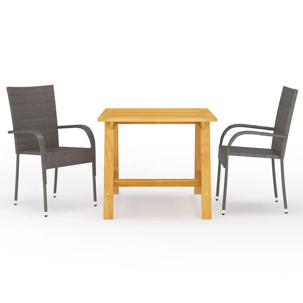 3-delige Tuinset bruin Teak Metalen Frame