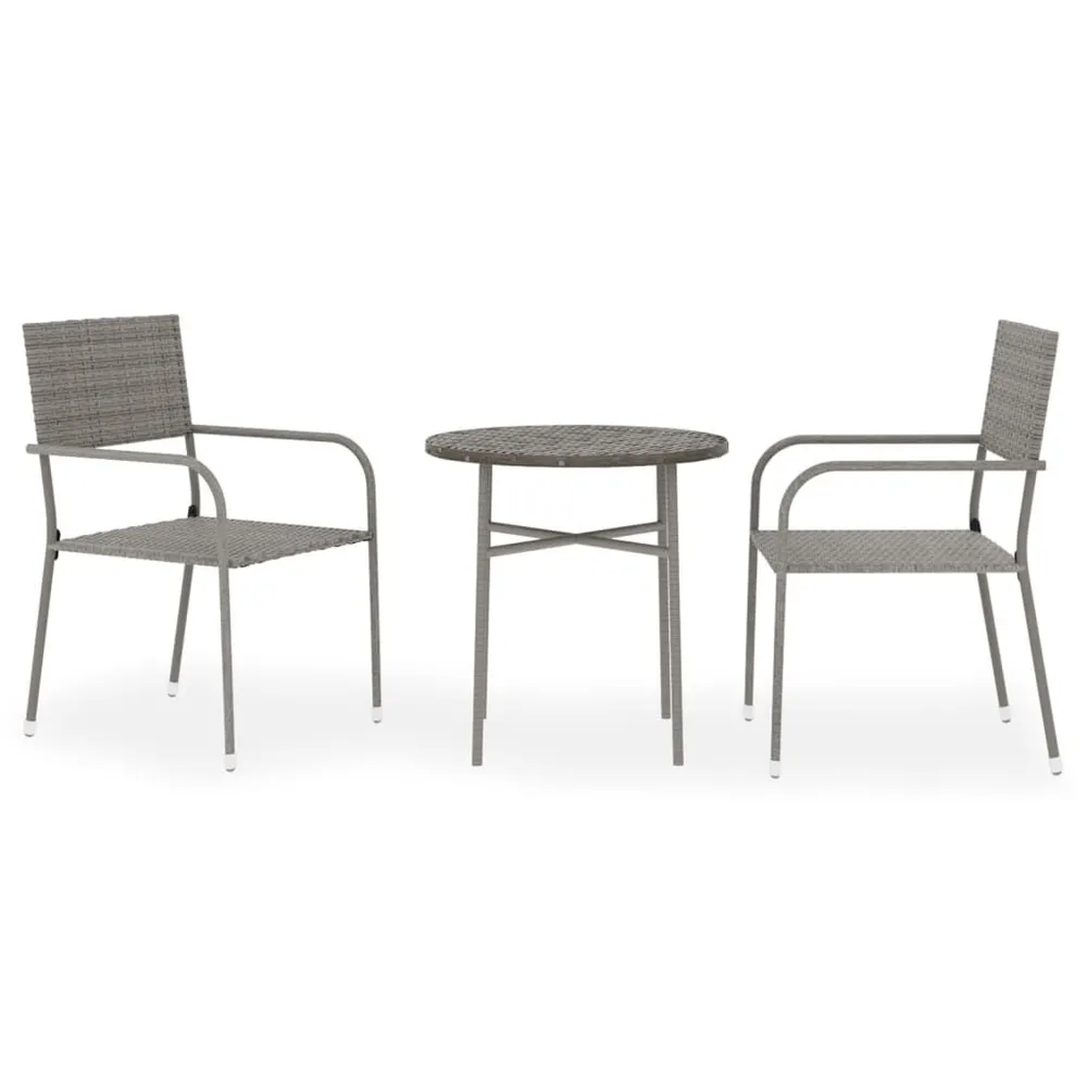 3-delige Tuinset poly rattan grijs met 5 Jaar Garantie