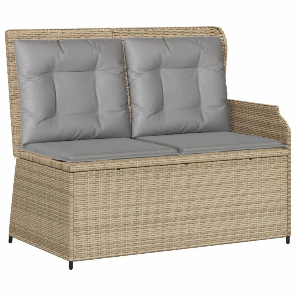 5-delige Loungeset met kussens poly rattan ecru