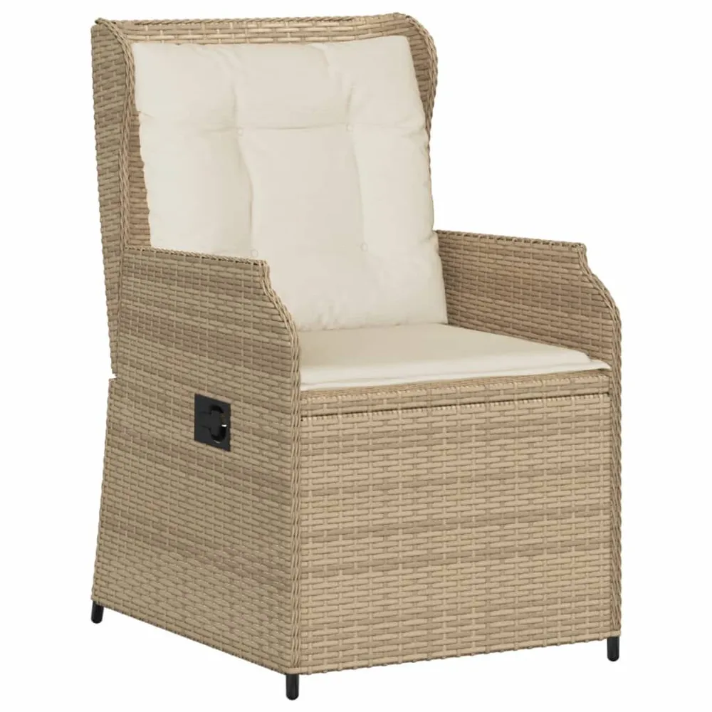 5-delige Loungeset met kussens poly rattan ecru