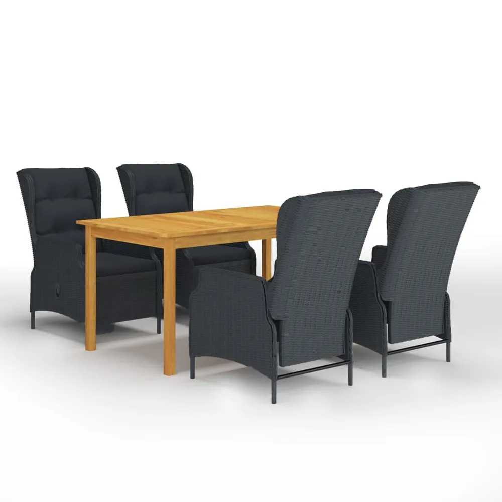 5-delige Tuinset donkergrijs met Verstelbare Rugleuning
