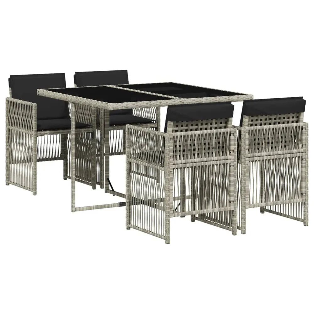 5-delige Tuinset met kussens poly rattan lichtgrijs met Hoofdsteun en Lumber Support
