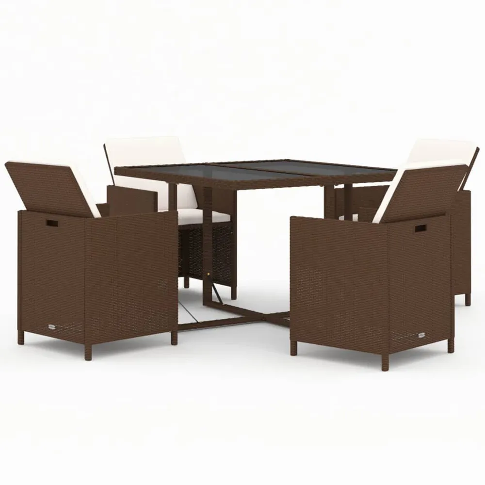5-delige Tuinset met kussens poly rattan bruin Diverse Kleuren Kussens