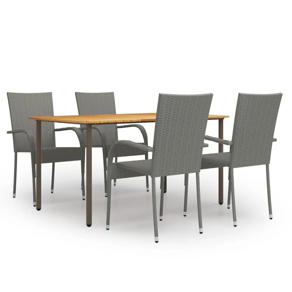 5-delige Tuinset poly rattan grijs Diverse Kleuren Kussens