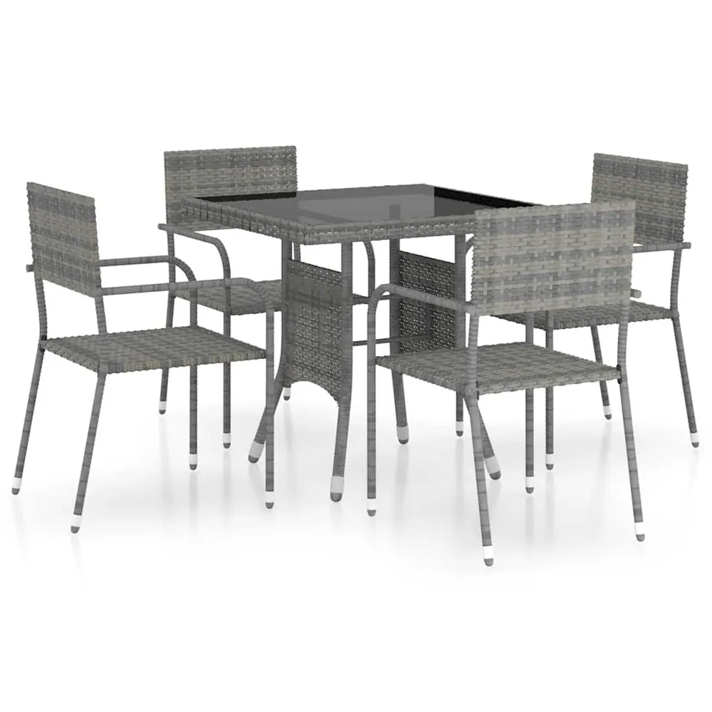 5-delige Tuinset poly rattan grijs Snel Droog | Ademend Materiaal