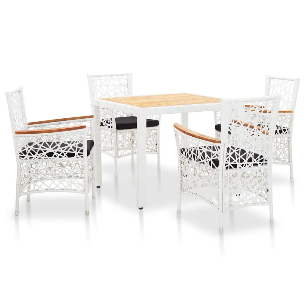 5-delige Tuinset poly rattan wit voor Langdurig Buiten Zitten