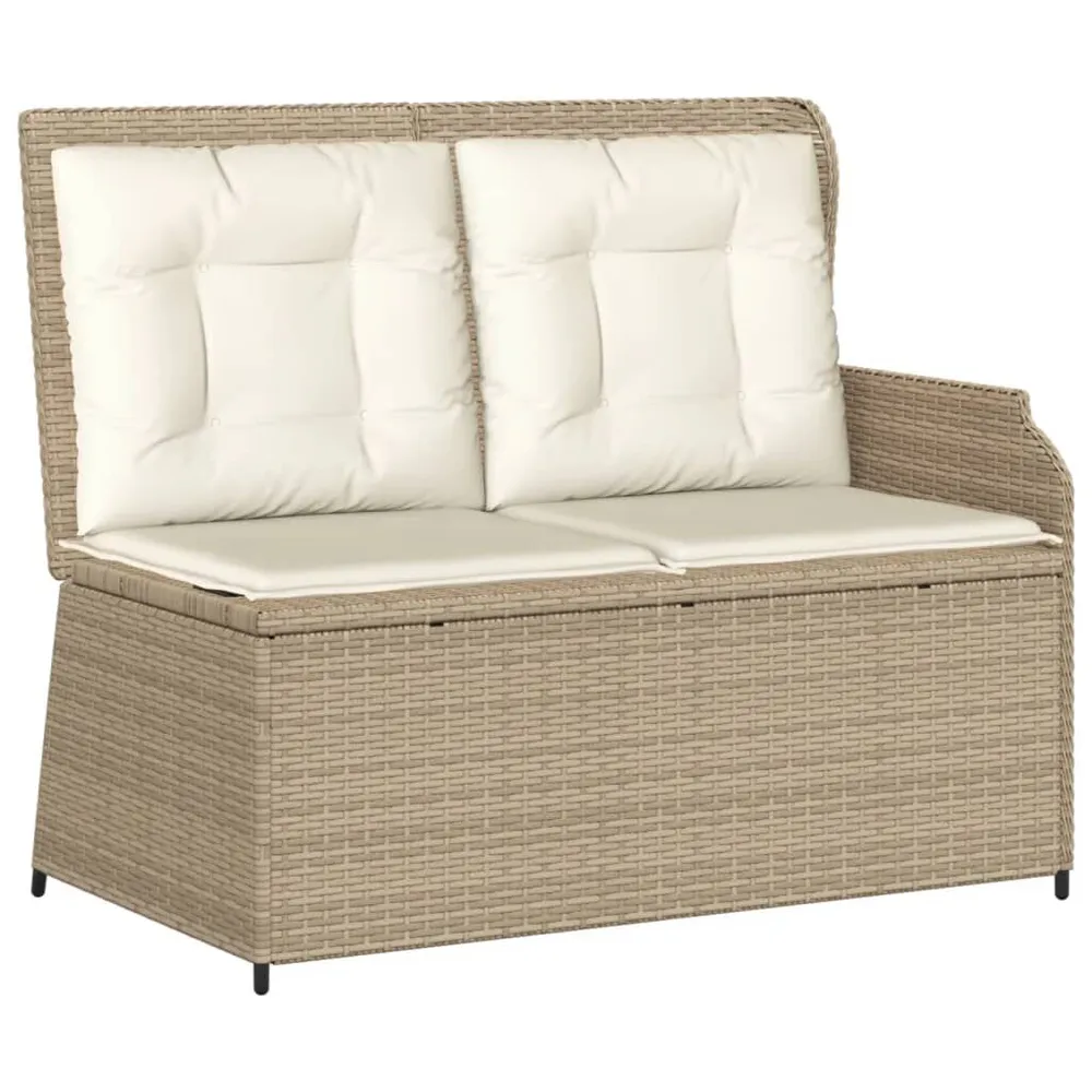 6-delige Loungeset met kussens poly rattan ecru