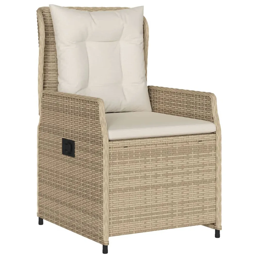 7-delige Tuinset met kussens poly rattan ecru