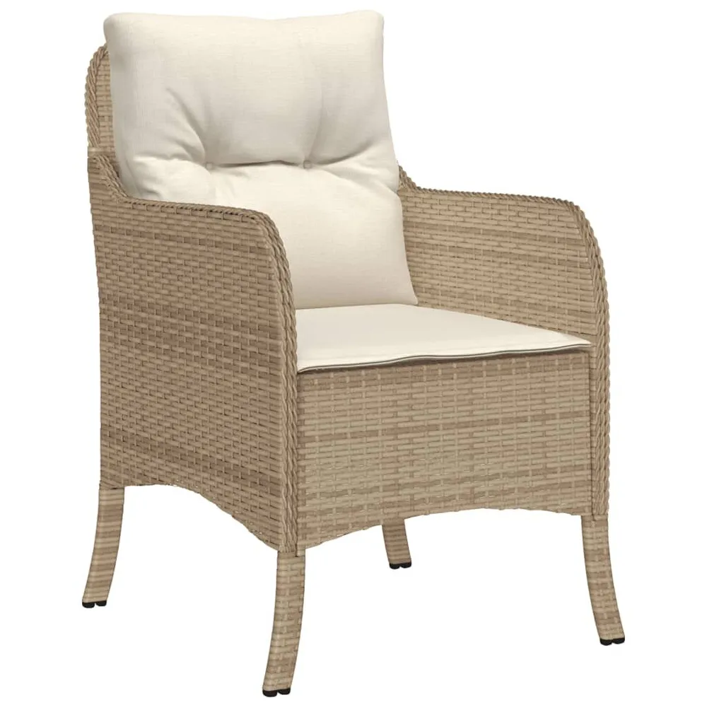 7-delige Tuinset met kussens poly rattan lichtbruin