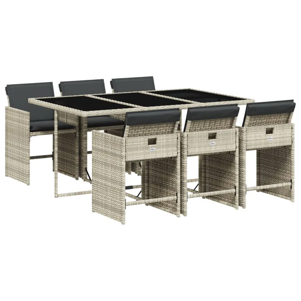 7-delige Tuinset met kussens poly rattan grijs met 5 Jaar Garantie