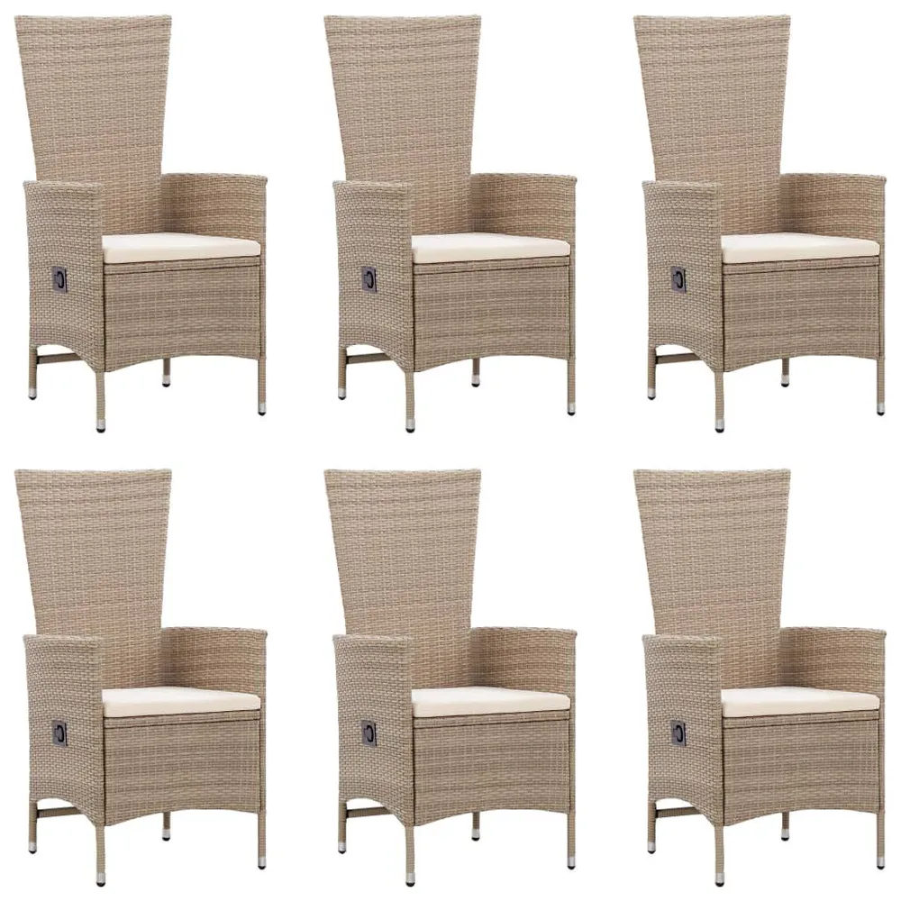 7-delige Tuinset poly rattan ecru
