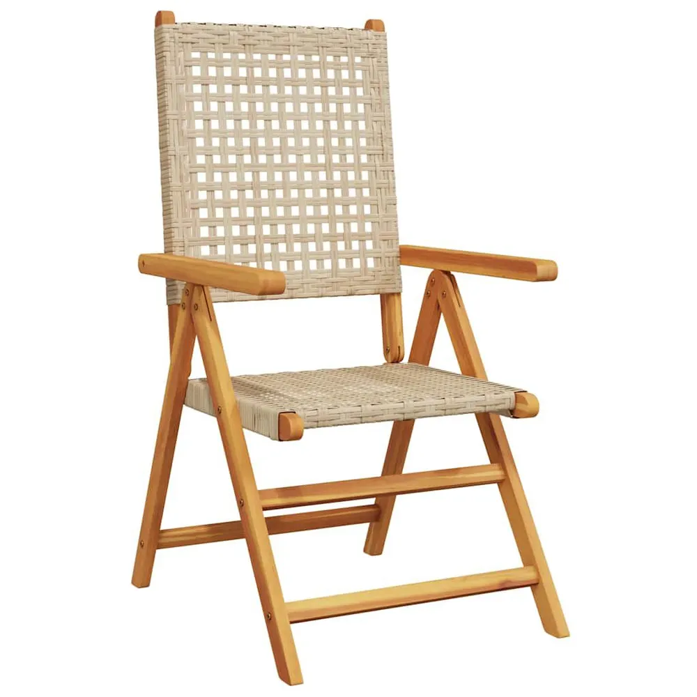 7-delige Tuinset poly rattan en massief hout natuurtint