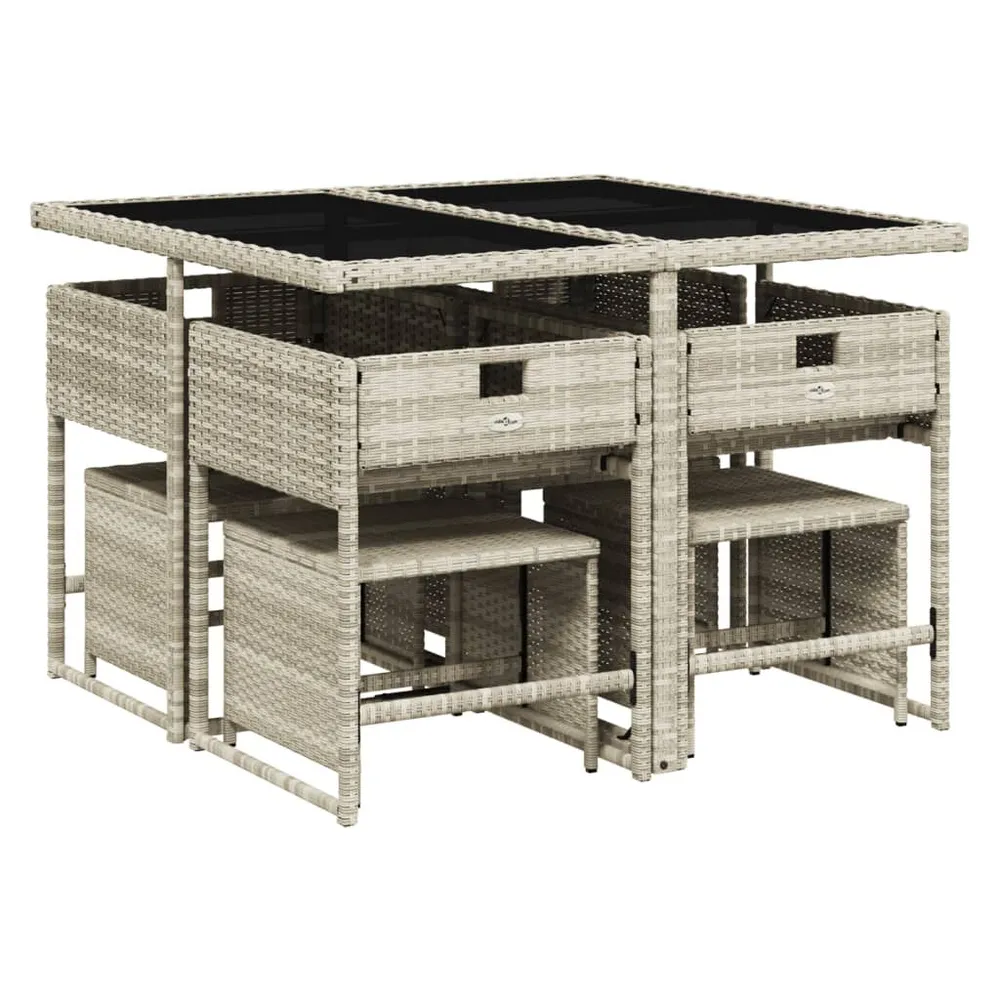 9-delige Tuinset met kussens poly rattan lichtgrijs voor Terras Zwembad