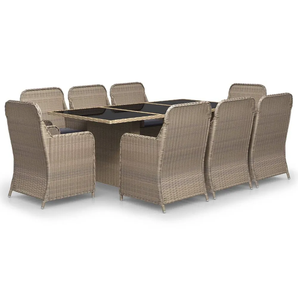 9-delige Tuinset poly rattan bruin met 5 Jaar Garantie