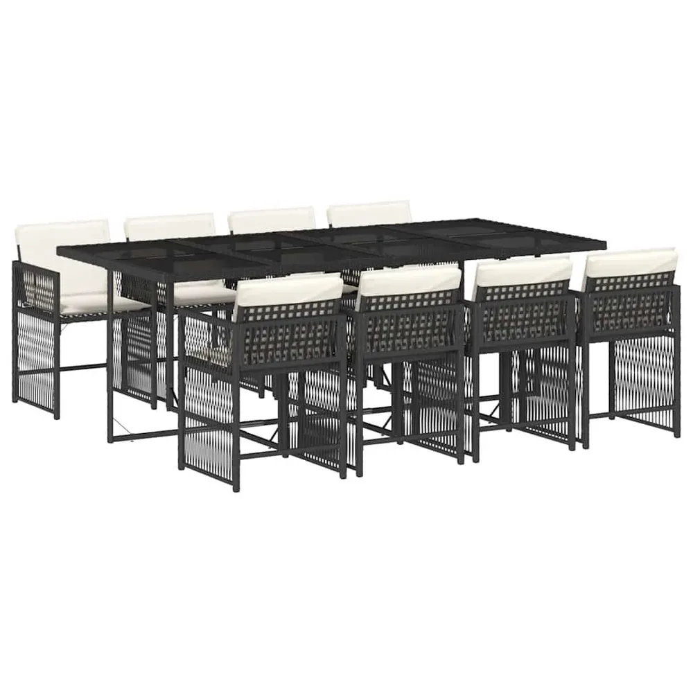 9-delige Tuinset poly rattan zwart Snel Droog | Ademend Materiaal