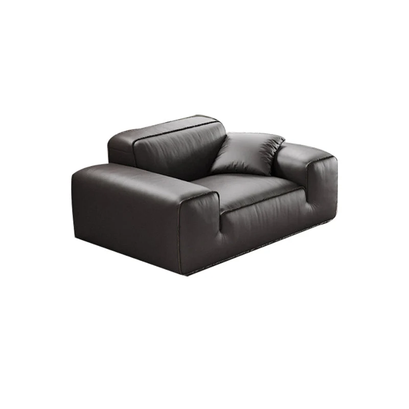 Black Genuine Lederen Sectionals 30.7" H Square Arm Sectional Sofa Set