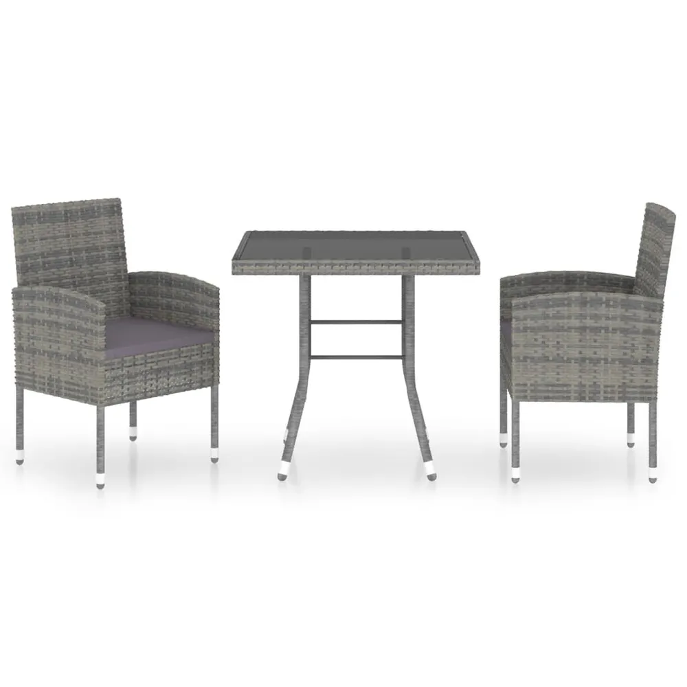 Comfortabel Luxe 3-delige Tuinset poly rattan antracietkleurig