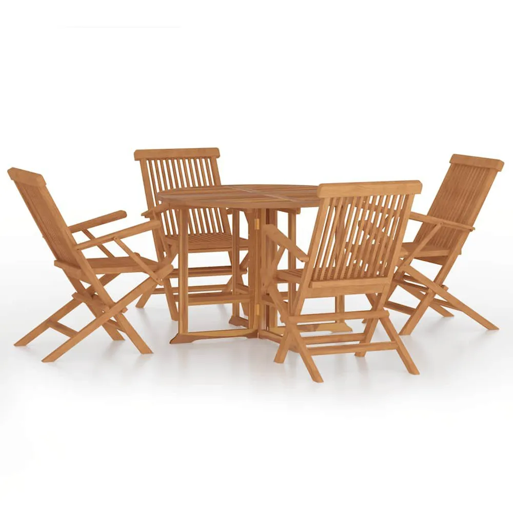 Comfortabel Luxe 5-delige Tuinset inklapbaar massief teakhout