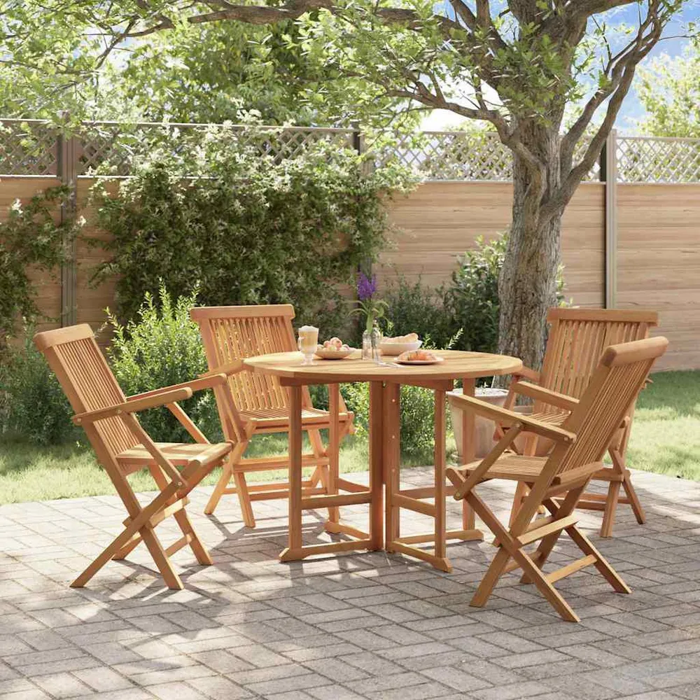 Comfortabel Luxe 5-delige Tuinset inklapbaar massief teakhout