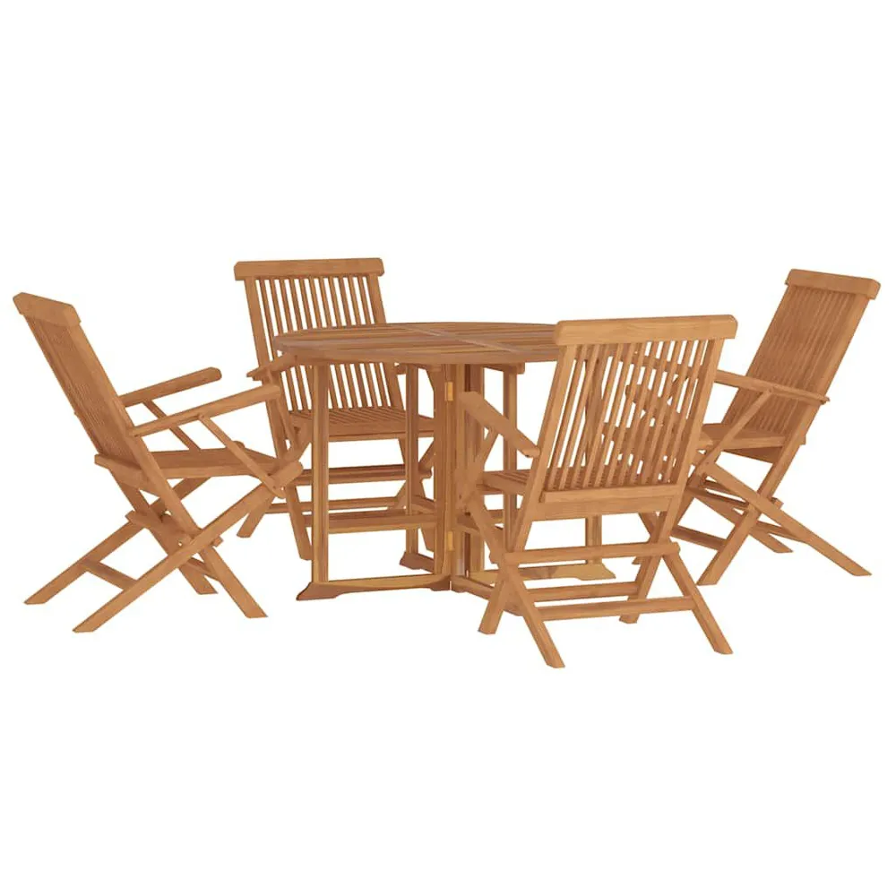 Comfortabel Luxe 5-delige Tuinset inklapbaar massief teakhout