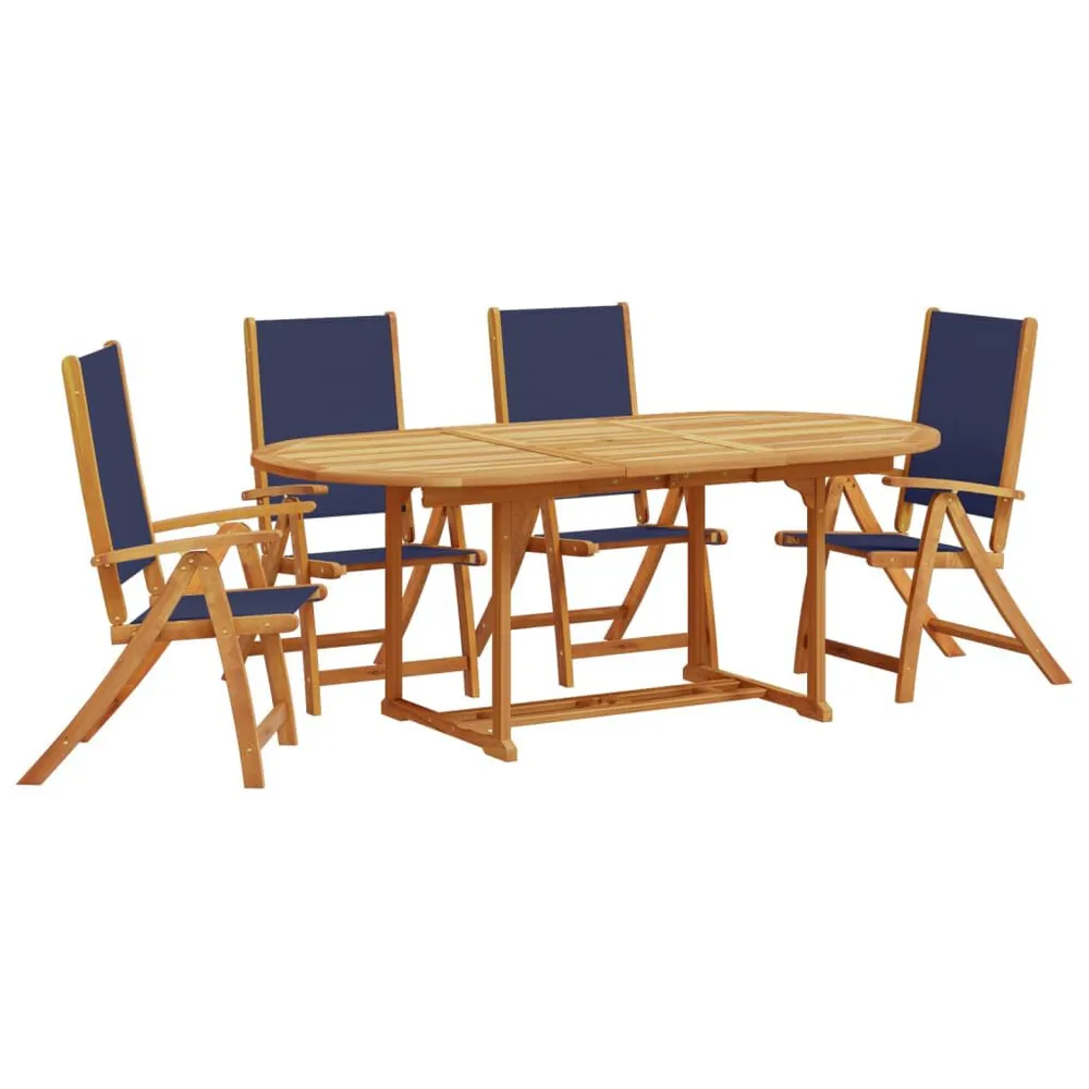 Comfortabel Luxe 5-delige Tuinset massief acaciahout en textileen