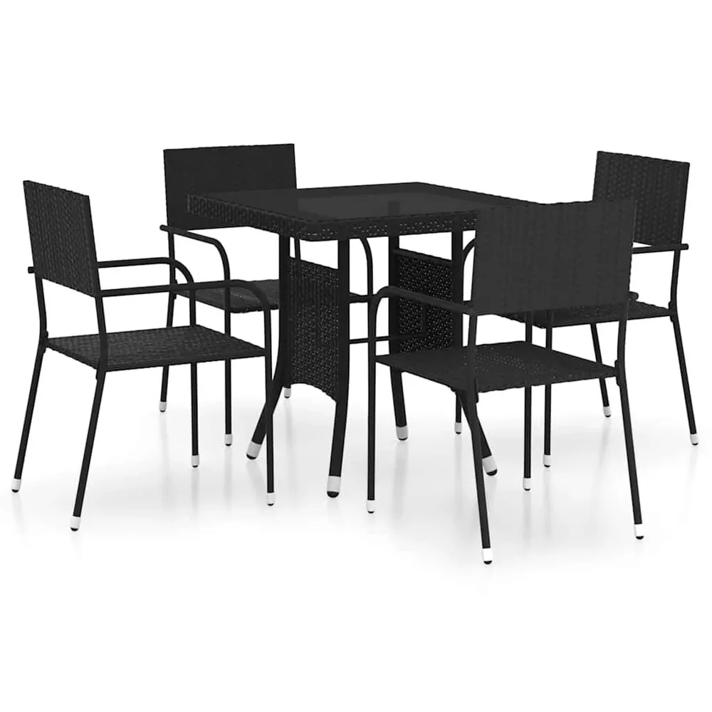 Comfortabel Luxe 5-delige Tuinset poly rattan zwart