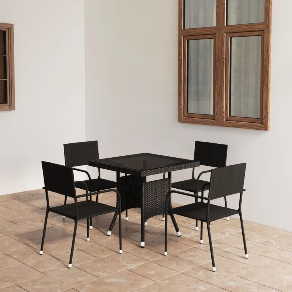 Comfortabel Luxe 5-delige Tuinset poly rattan zwart