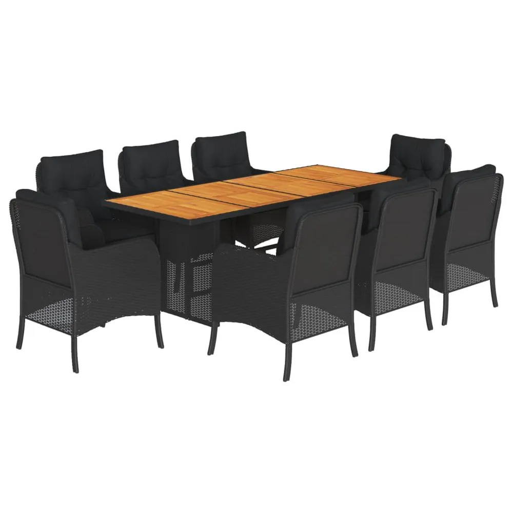 Comfortabel Luxe 9-delige Tuinset poly rattan zwart