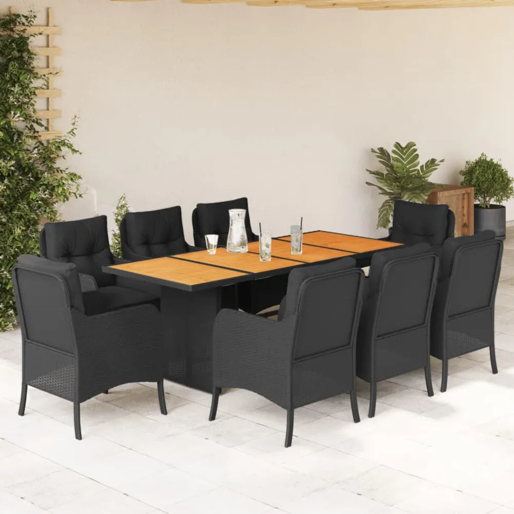 Comfortabel Luxe 9-delige Tuinset poly rattan zwart