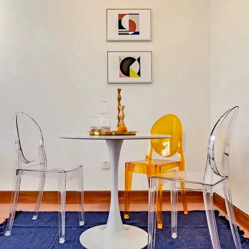Comfortabel Luxe Scandinavian Style Poly Chair Set Open Back Side Dining Kitchen Chairs Light