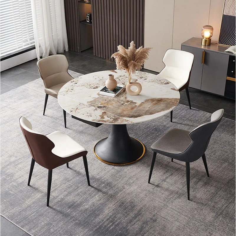 Contemporary Style Leer Dining Side Chairs Wingback Arm Chairs (Set 4) Gray
